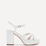 Keliah White Faux Leather Platform Heels