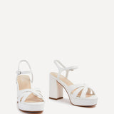 Keliah White Faux Leather Platform Heels