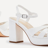 Keliah White Faux Leather Platform Heels