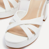Keliah White Faux Leather Platform Heels