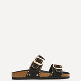 Kelsie Black Double Buckle Sandals