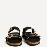 Kelsie Black Double Buckle Sandals