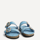 Kelsie Blue Double Buckle Sandals