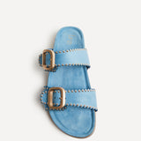 Kelsie Blue Double Buckle Sandals