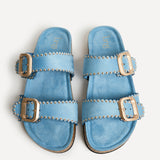 Kelsie Blue Double Buckle Sandals