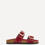 Kelsie Burgundy Double Buckle Sandals