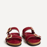 Kelsie Burgundy Double Buckle Sandals