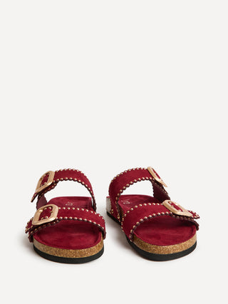 Kelsie Burgundy Double Buckle Sandals