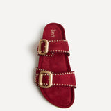 Kelsie Burgundy Double Buckle Sandals