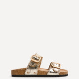 Kelsie Gold Double Buckle Sandals