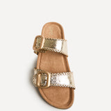 Kelsie Gold Double Buckle Sandals