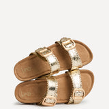 Kelsie Gold Double Buckle Sandals