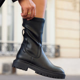Kenzie Wide Fit Black Mid Length Chelsea Boots