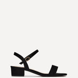 Kezzi Black Faux Suede Low Heeled Sandals