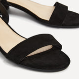 Kezzi Black Faux Suede Low Heeled Sandals