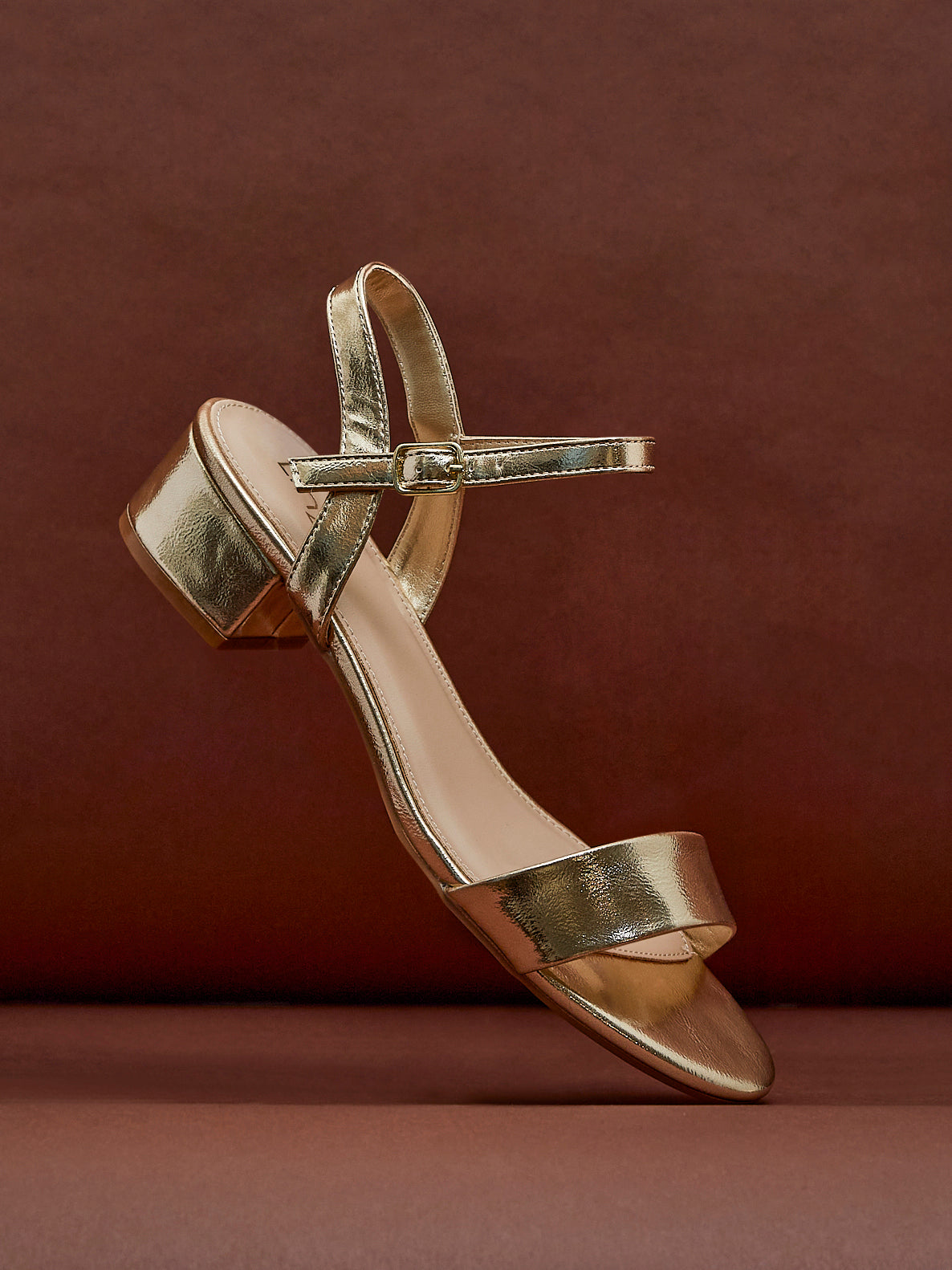 Kezzi Faux Leather Low Heeled Sandals
