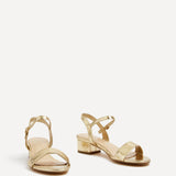 Kezzi Gold Faux Leather Low Heeled Sandals
