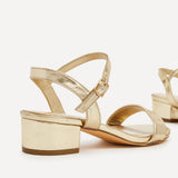 Kezzi Gold Faux Leather Low Heeled Sandals