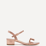 Kezzi Rose Gold Faux Leather Low Heeled Sandals