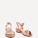Kezzi Rose Gold Faux Leather Low Heeled Sandals