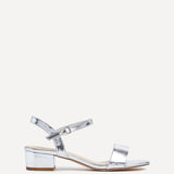 Kezzi Silver Faux Leather Low Heeled Sandals
