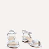 Kezzi Silver Faux Leather Low Heeled Sandals