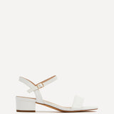 Kezzi White Faux Leather Low Heeled Sandals