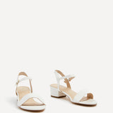 Kezzi White Faux Leather Low Heeled Sandals
