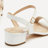 Kezzi White Faux Leather Low Heeled Sandals