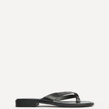Kimmi Black Faux Leather Flat Sandals