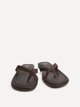 Kimmi Brown Faux Suede Flat Sandals