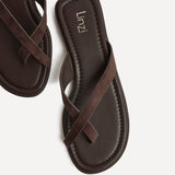 Kimmi Brown Faux Suede Flat Sandals