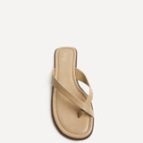 Kimmi Taupe Faux Leather Flat Sandals