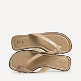 Kimmi Taupe Faux Leather Flat Sandals
