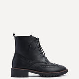 Kinsley Wide Fit Black Lace-Up Military Boots
