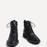 Kinsley Wide Fit Black Lace-Up Military Boots