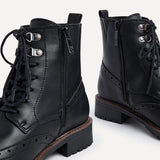 Kinsley Wide Fit Black Lace-Up Military Boots