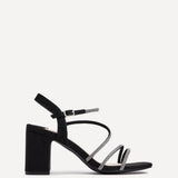 Kira Black Diamante Block Heels