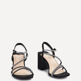 Kira Black Diamante Block Heels