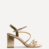 Kira Gold Diamante Block Heels