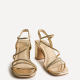 Kira Gold Diamante Block Heels
