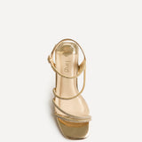 Kira Gold Diamante Block Heels
