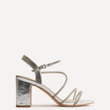 Kira Silver Diamante Block Heels
