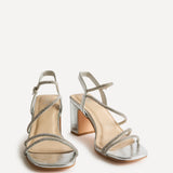 Kira Silver Diamante Block Heels