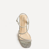 Kira Silver Diamante Block Heels