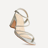 Kira Silver Diamante Block Heels