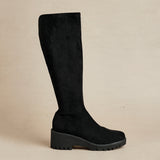 Kortina Black Wedged Long Boots