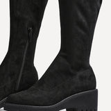 Kortina Black Wedged Long Boots