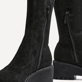 Kortina Black Wedged Long Boots