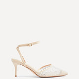 Krystal Nude Mesh & Diamante Heels